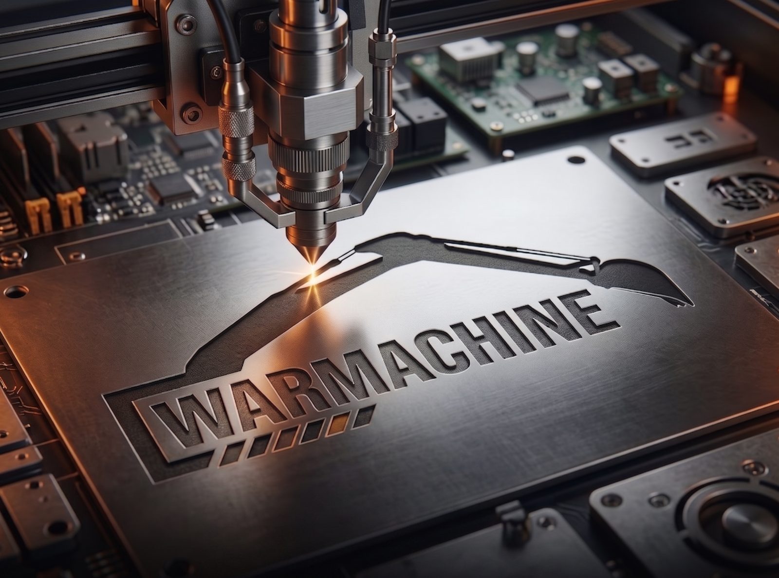 Marca WarMachine cortada en plancha metálica